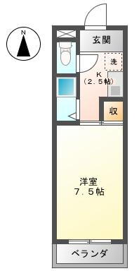 スカイレジデンス(1K/7階)の間取り写真