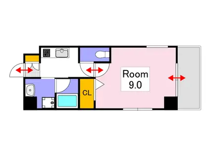 THE MODERN 京町(1K/3階)の間取り写真
