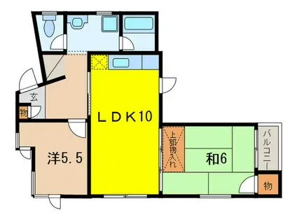 バウアーハウス(2LDK/3階)の間取り写真