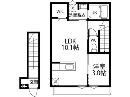 ファイブスター(1LDK/2階)の間取り写真