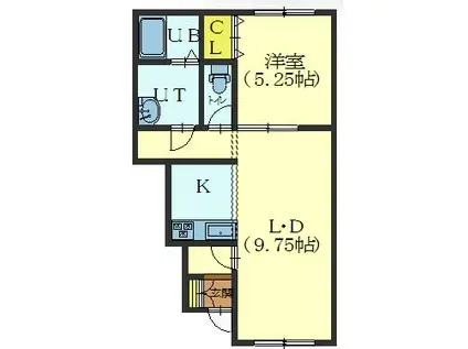 PRINCE KR IV(1LDK/1階)の間取り写真