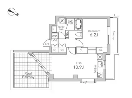 グランデュオ二子玉川6(1LDK/5階)の間取り写真