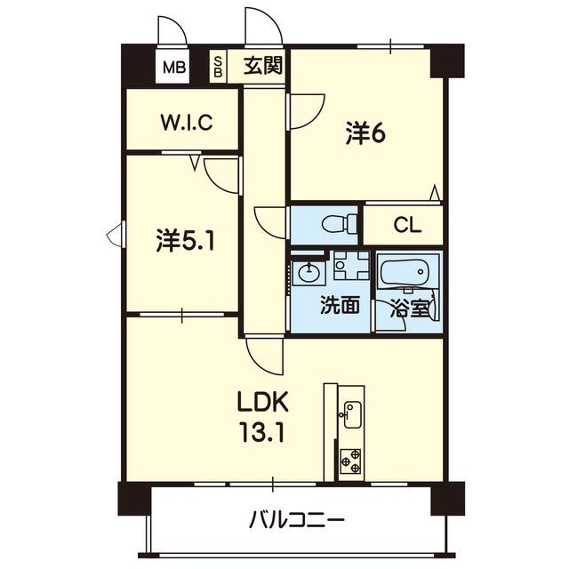 シエル大津イースト(2LDK/2階)の間取り写真