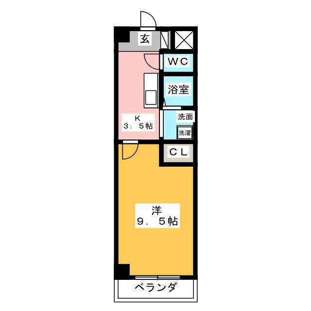 セントラルコート(1K/1階)の間取り写真