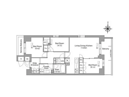 コンフォリア・リヴ坂富(3LDK/2階)の間取り写真