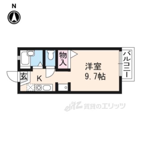 クローバーハウス御陵(ワンルーム/2階)の間取り写真