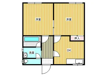コーポ武藤(2DK/1階)の間取り写真