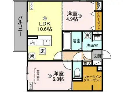 サンパティーク東町(2LDK/3階)の間取り写真