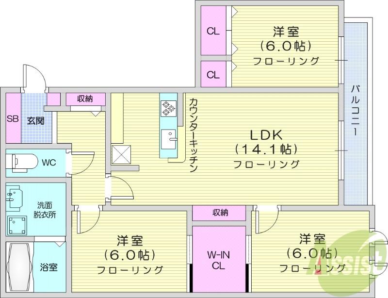 ノアールブラン泉中央(3LDK/2階)の間取り写真