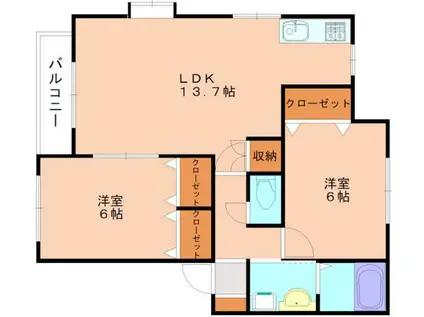 ピュアハイツIIB(2LDK/1階)の間取り写真