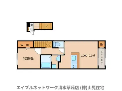 静岡鉄道静岡清水線 御門台駅 徒歩10分 2階建 築1年(1LDK/2階)の間取り写真