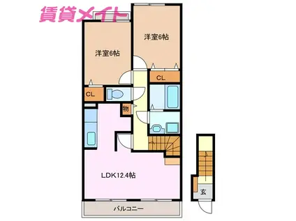 クレーストI(2LDK/2階)の間取り写真