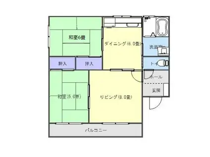 パレスサザンウィンド(3DK/2階)の間取り写真