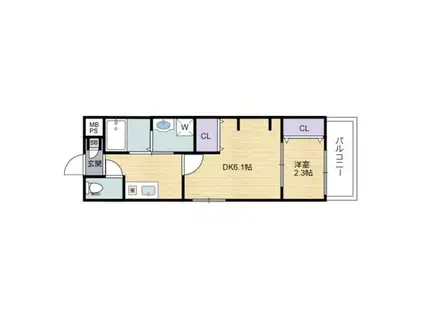 シーエムキャトフ(2K/1階)の間取り写真