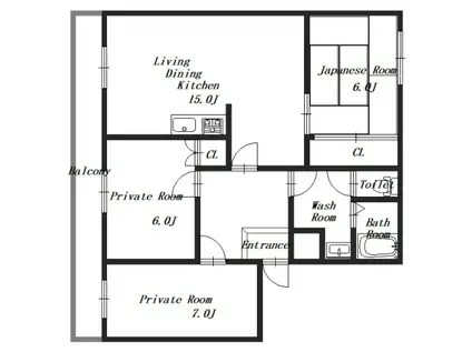 アネックス三和(3LDK/4階)の間取り写真
