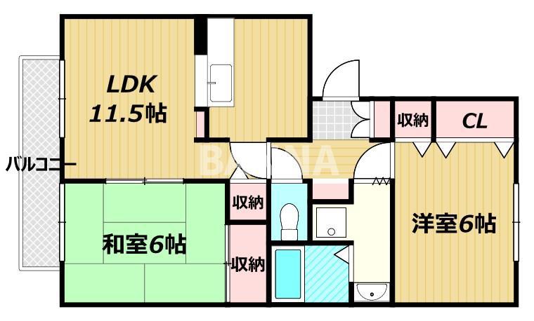 フロリアーデ梅島(2LDK/2階)の間取り写真