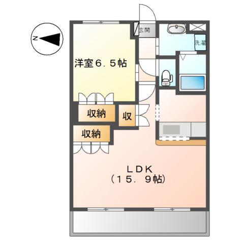 ハッピーガーデン(1LDK/3階)の間取り写真
