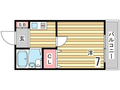 BIG1神戸(1K/2階)の間取り写真