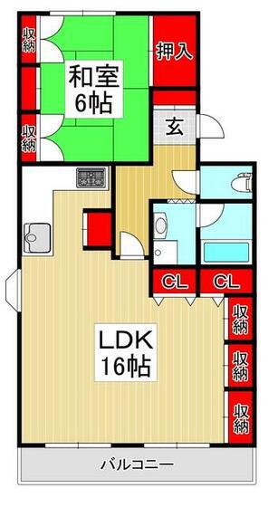 メゾンドール戸田(1LDK/3階)の間取り写真