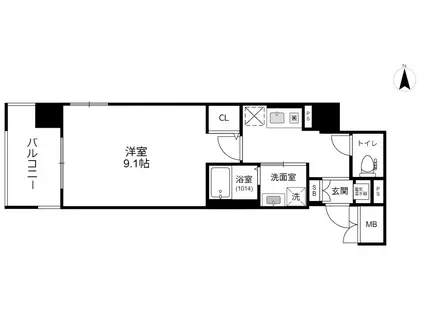 ロイヤル神戸三宮(1K/9階)の間取り写真