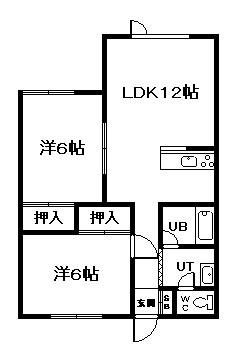 サーザンパートユニオンハウス(2LDK/2階)の間取り写真
