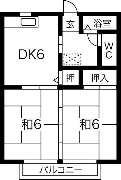 高須ハイツ(2DK/1階)の間取り写真