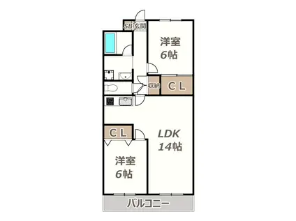 おりおのサニーハイツ(2LDK/4階)の間取り写真
