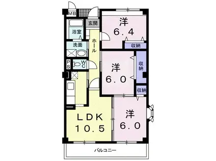 グランセレッソ壱番館(3LDK/4階)の間取り写真