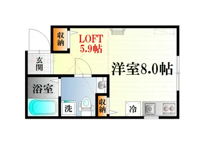 プリマ十六番館(1K/1階)の間取り写真