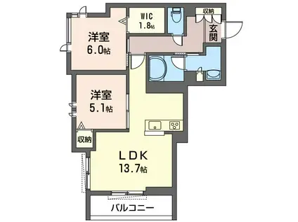 マナフィーロ(2LDK/3階)の間取り写真