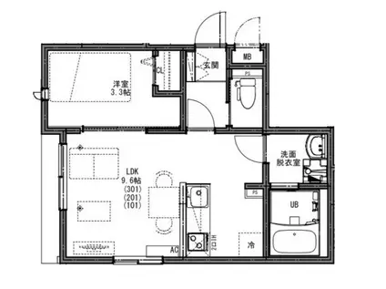 KEIAI RESIDENCE 上尾V(1LDK/3階)の間取り写真