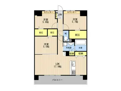 LIBTH光の森(3LDK/3階)の間取り写真