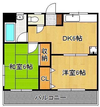 橋本ビル(2DK/2階)の間取り写真