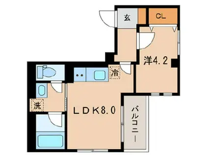カーサ・ブランカ北斎(1LDK/4階)の間取り写真