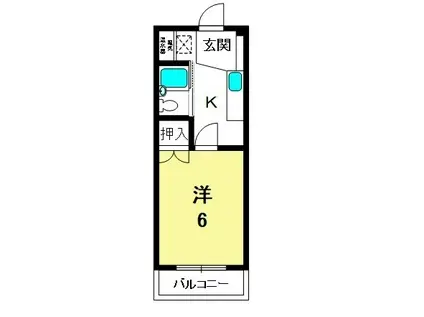 北川マイルーム88(1K/5階)の間取り写真
