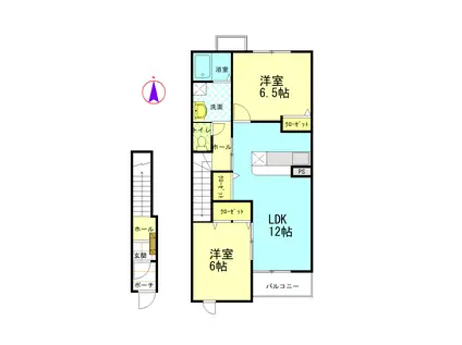 サンヒルズB棟(2LDK/2階)の間取り写真