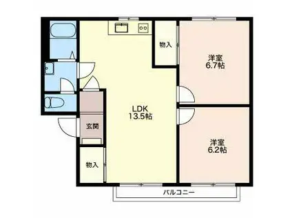 メゾンよしだ A棟(2LDK/2階)の間取り写真