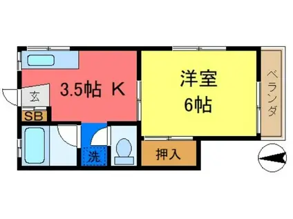 第一コーポ(1K/2階)の間取り写真