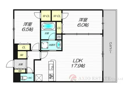 セノアタワー新大阪(2LDK/13階)の間取り写真