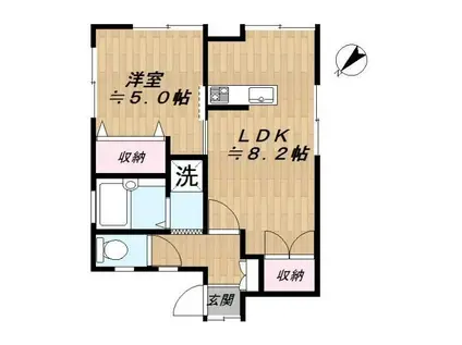リノ西大井(1LDK/2階)の間取り写真