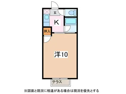 コーポカミニート B(1K/1階)の間取り写真