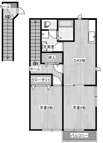 TIARAGE I(2DK/2階)の間取り写真