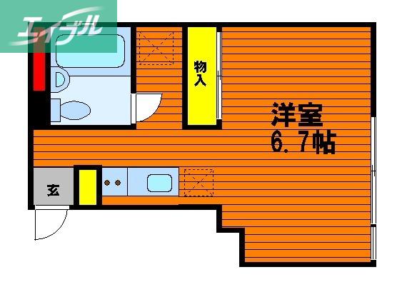 ハタヤマビル(ワンルーム/2階)の間取り写真