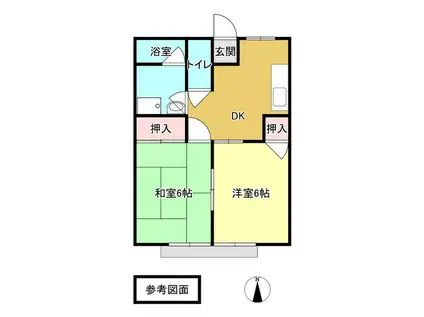 クレバーハイツ(2DK/1階)の間取り写真