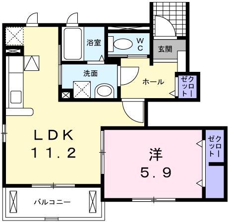 ライラック グレース(1LDK/1階)の間取り写真