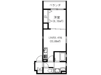 セレニティ荒本B棟(1LDK/1階)の間取り写真