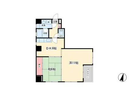 リバーサイド小島(2DK/6階)の間取り写真