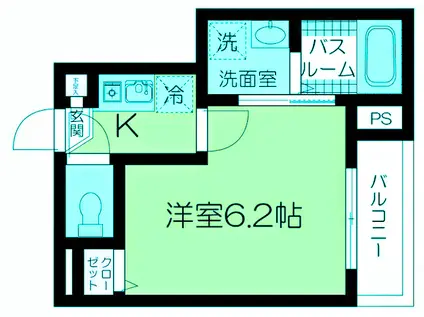 フェリーチェ梅屋敷2(1K/1階)の間取り写真