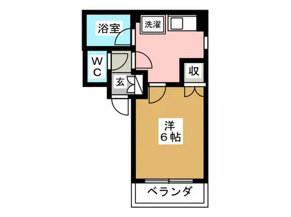 ベルハイム(1K/3階)の間取り写真