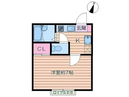 パルテール一之江I(1K/1階)の間取り写真